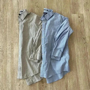 Mens Bundle of 2 The Outfitters by Lands' End Button Up Shirts - 17.5 x 35